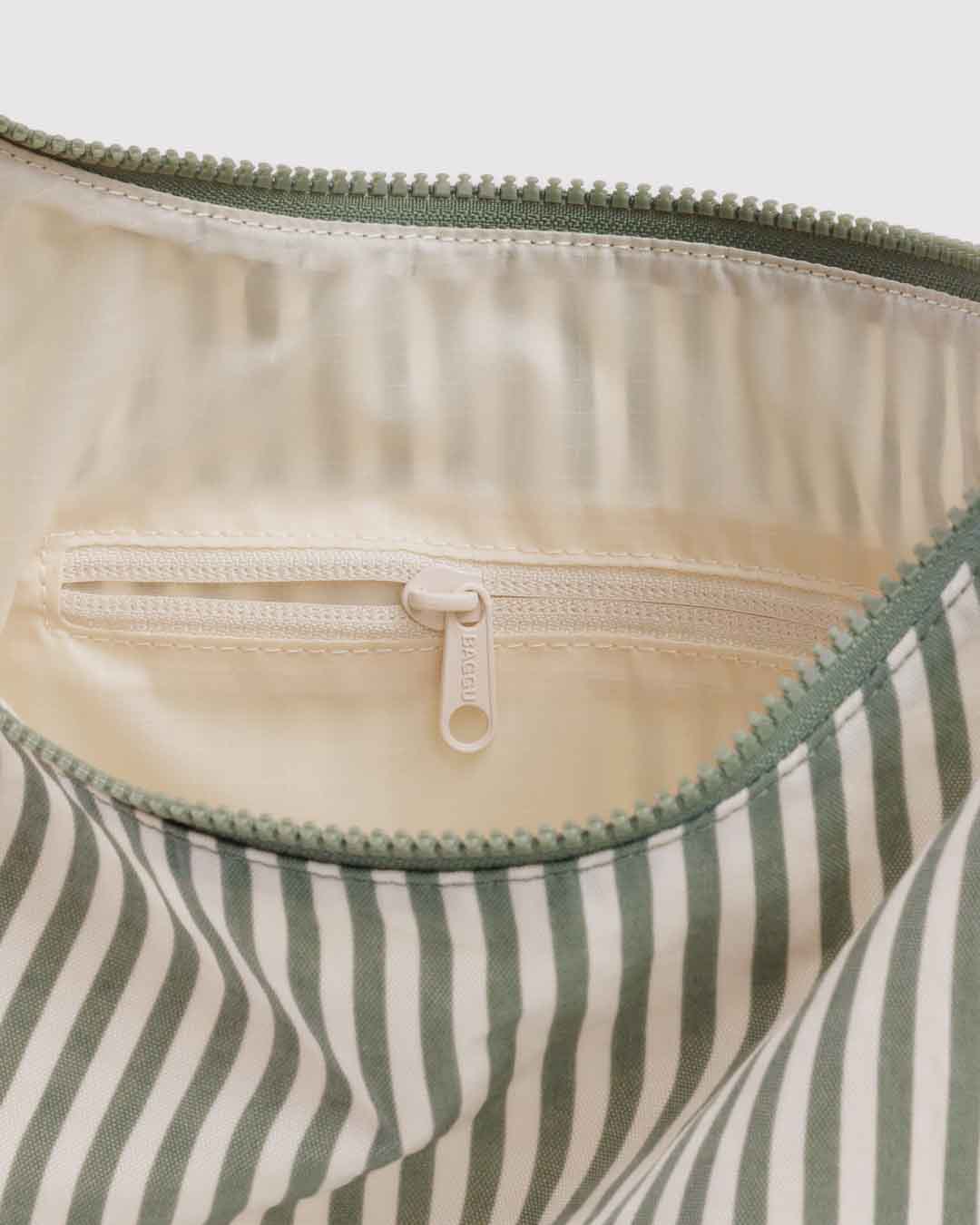 Sage Stripe Nylon Shoulder Bag