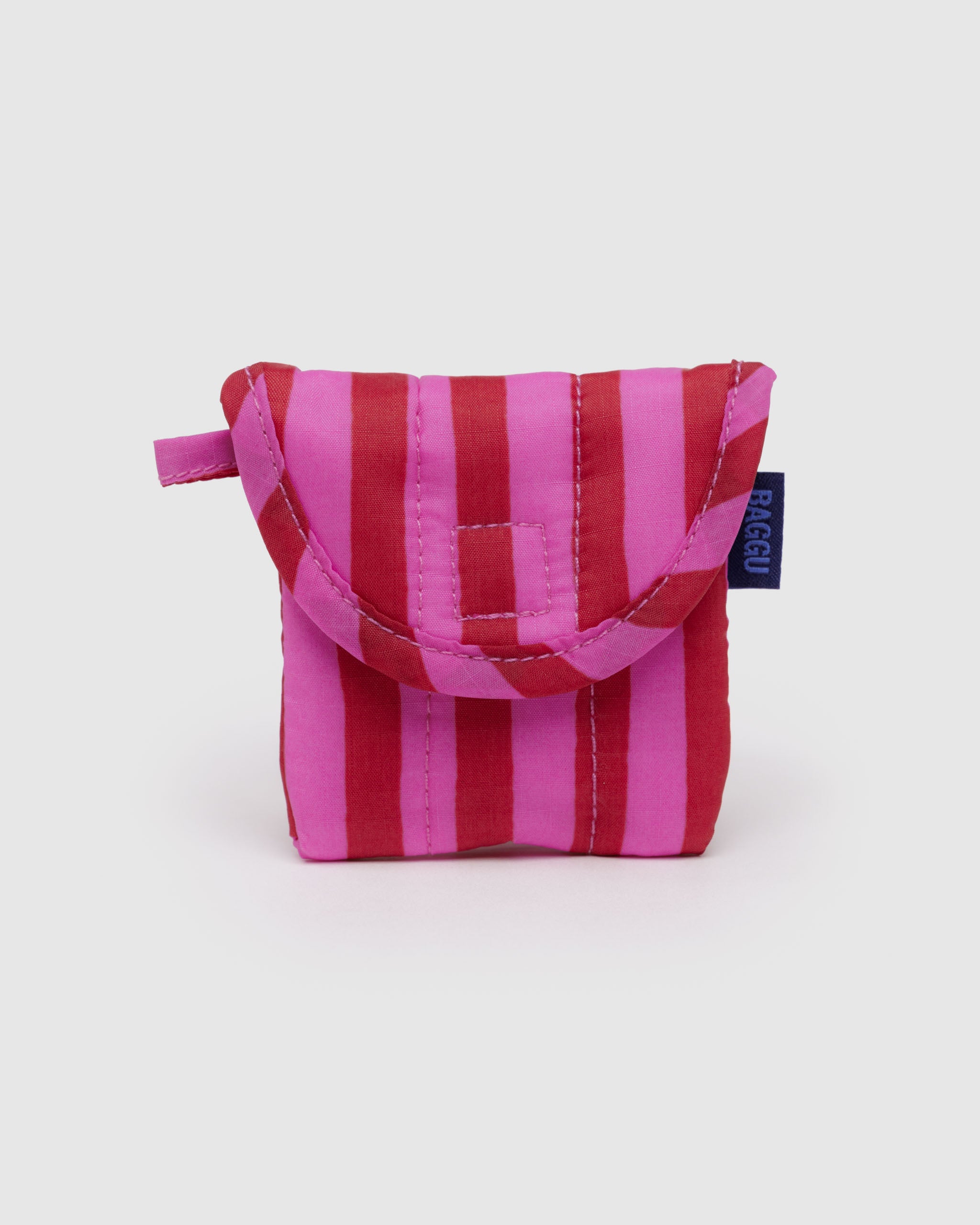 Pink & Red Painted Stripe Puffy Earbuds Case