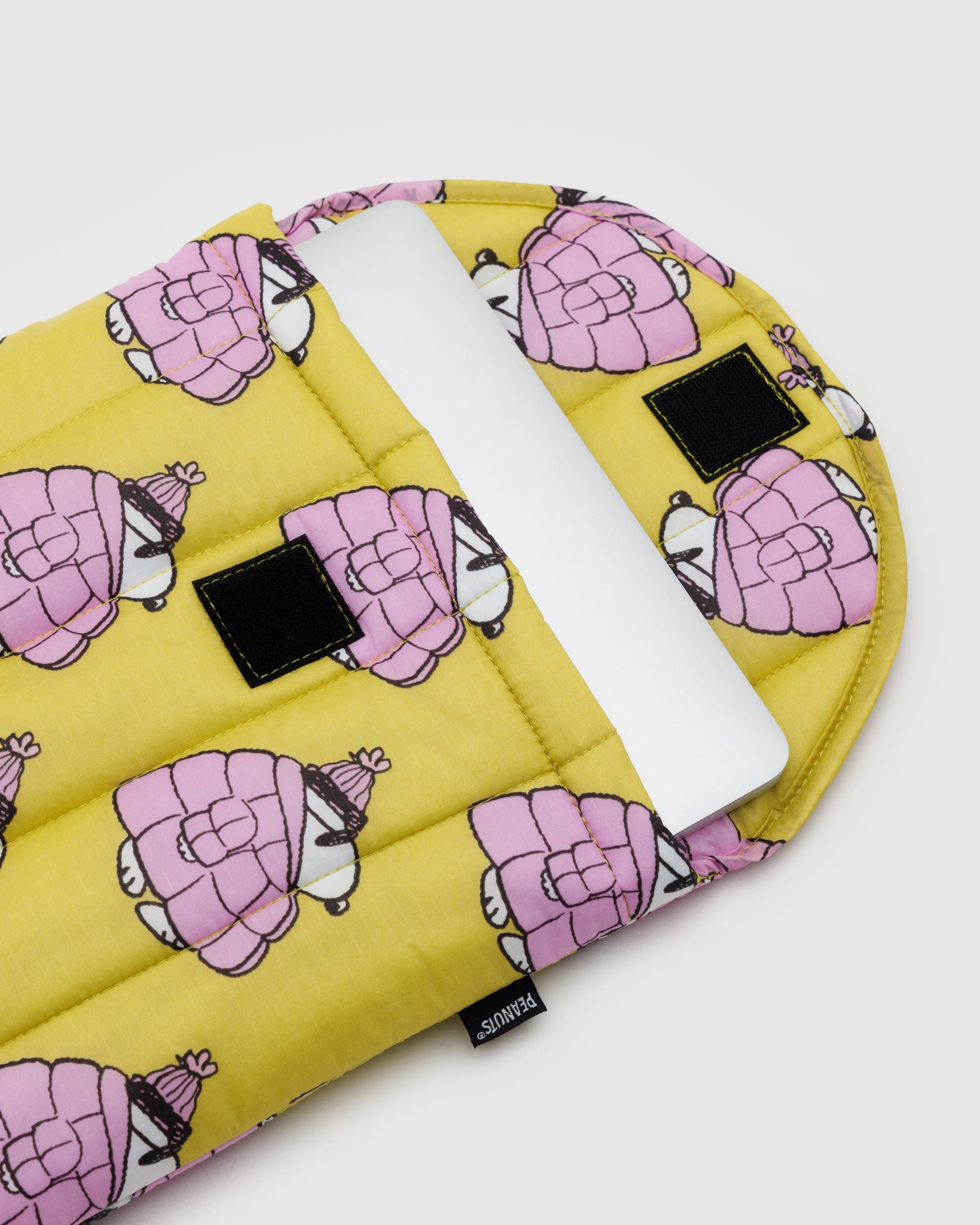 Puffer Snoopy Pink Puffy Laptop Sleeve 13" shown open