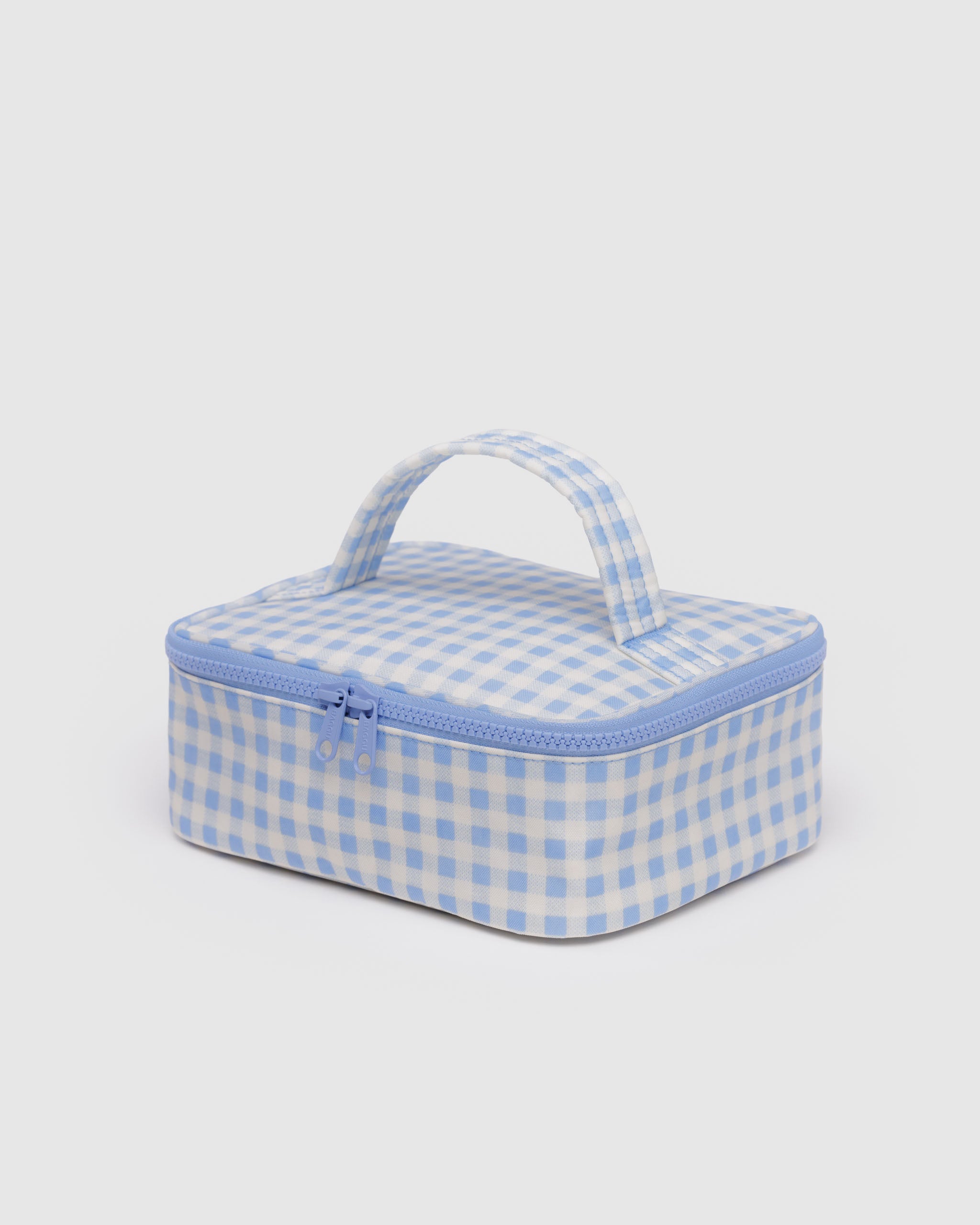 Light Blue Gingham Small Cosmetic Case
