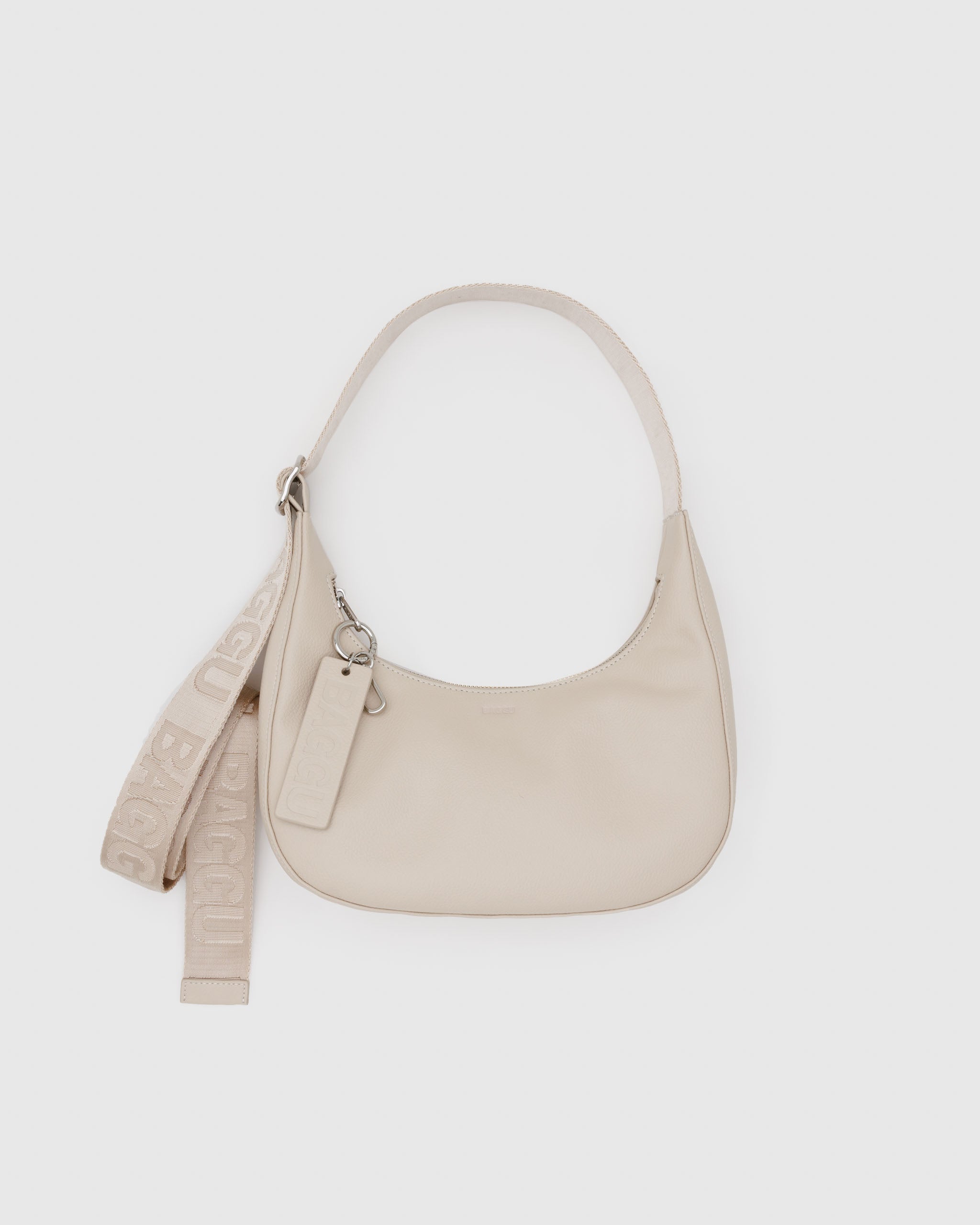 Stone small recycled leather crescent bag | BAGGU | Shoulder + Crossbody Bag