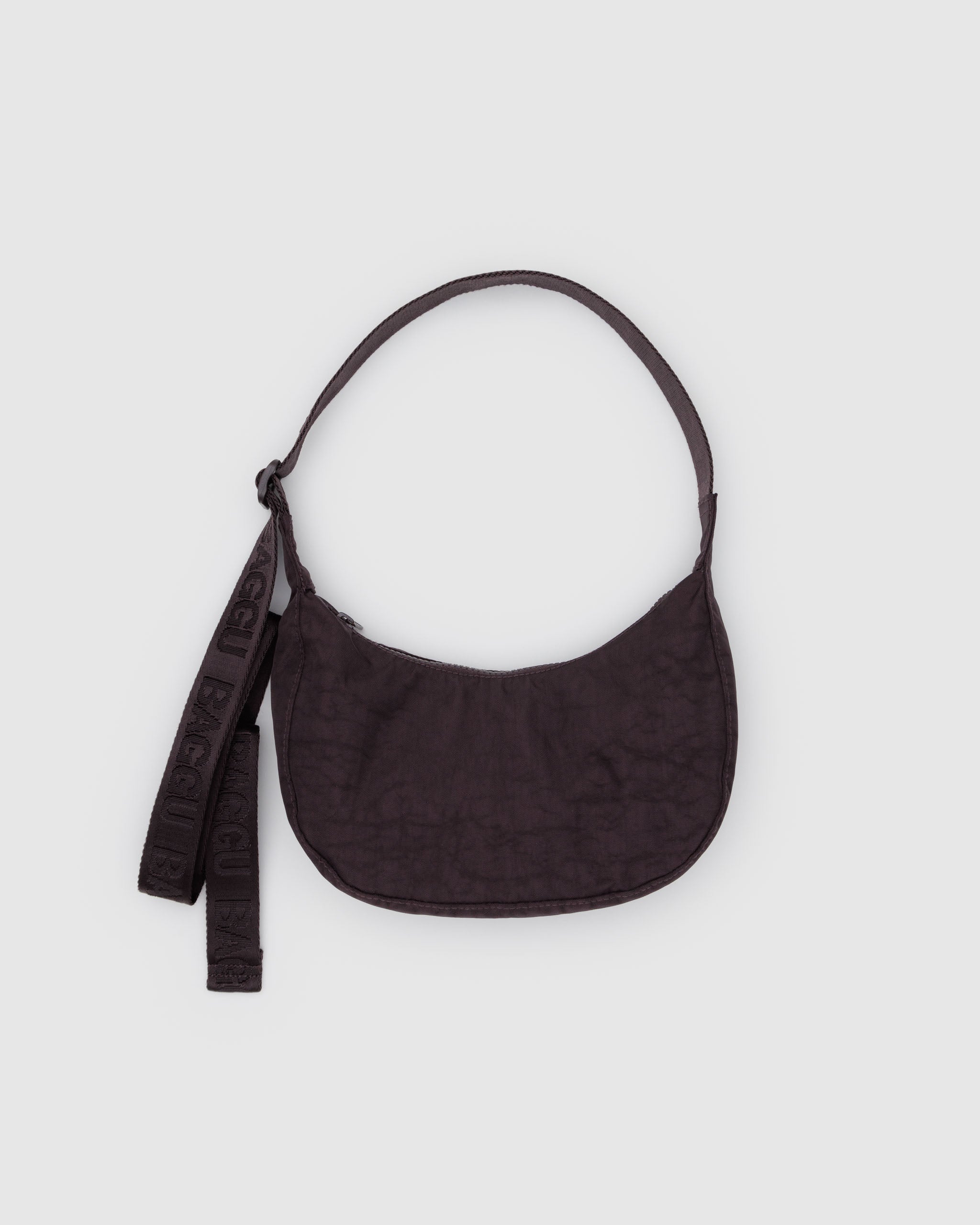 Chocolate Plum Small Nylon Crescent Bag | BAGGU | Crossbody Bag