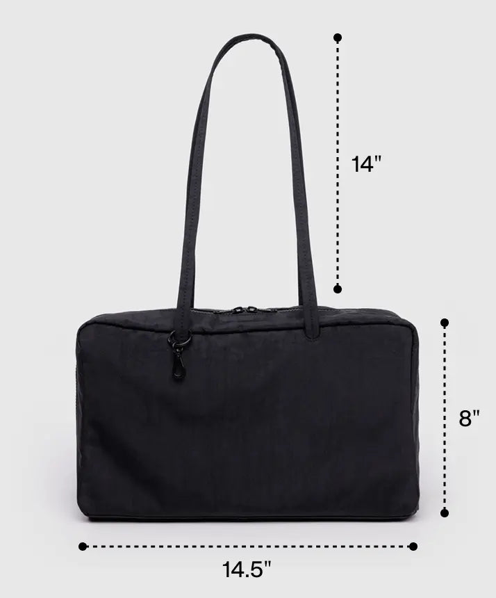 BAGGU Black & White Gingham Medium Nylon Bowler Bag