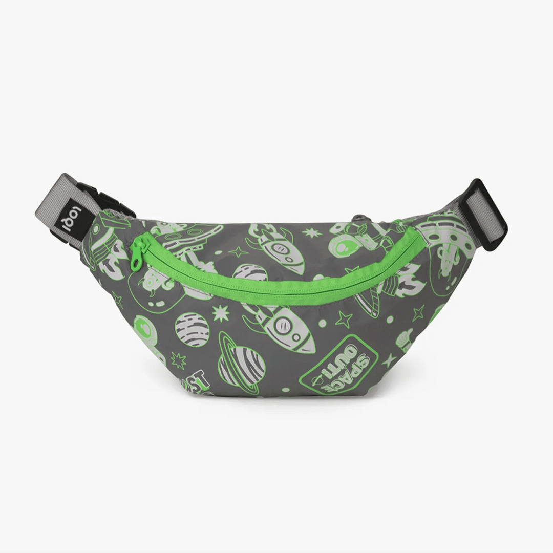 LOQI Space UFO Reflective Mini Kids Bumbag Keep Kind