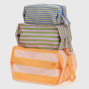 Set of three Hotel Stripes 3D Zip pouches