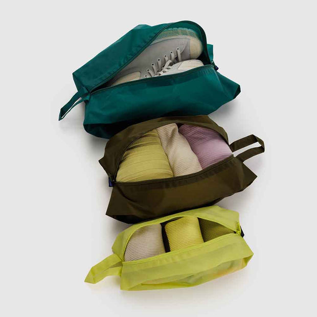 A set of 3D zip pouches in Tide Pool lifestyle