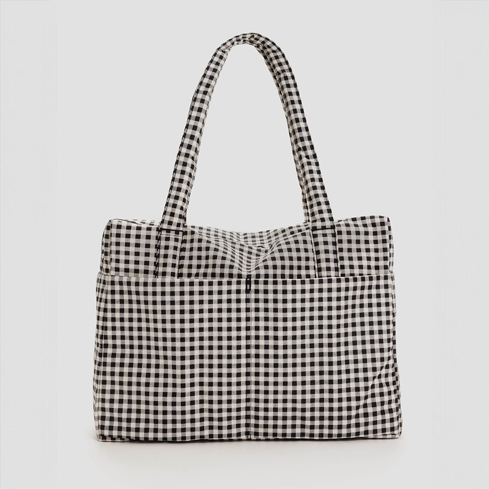 Baggu's Black & White Gingham Cloud Carry-on bag