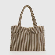 A Baggu Brown Striped Cloud Carry-on