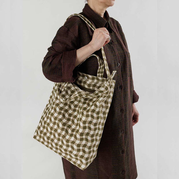 Wavy Gingham Brown Duck Bag Keep Kind