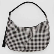 A large Crescent Bag from Baggu in Black & White Gingham