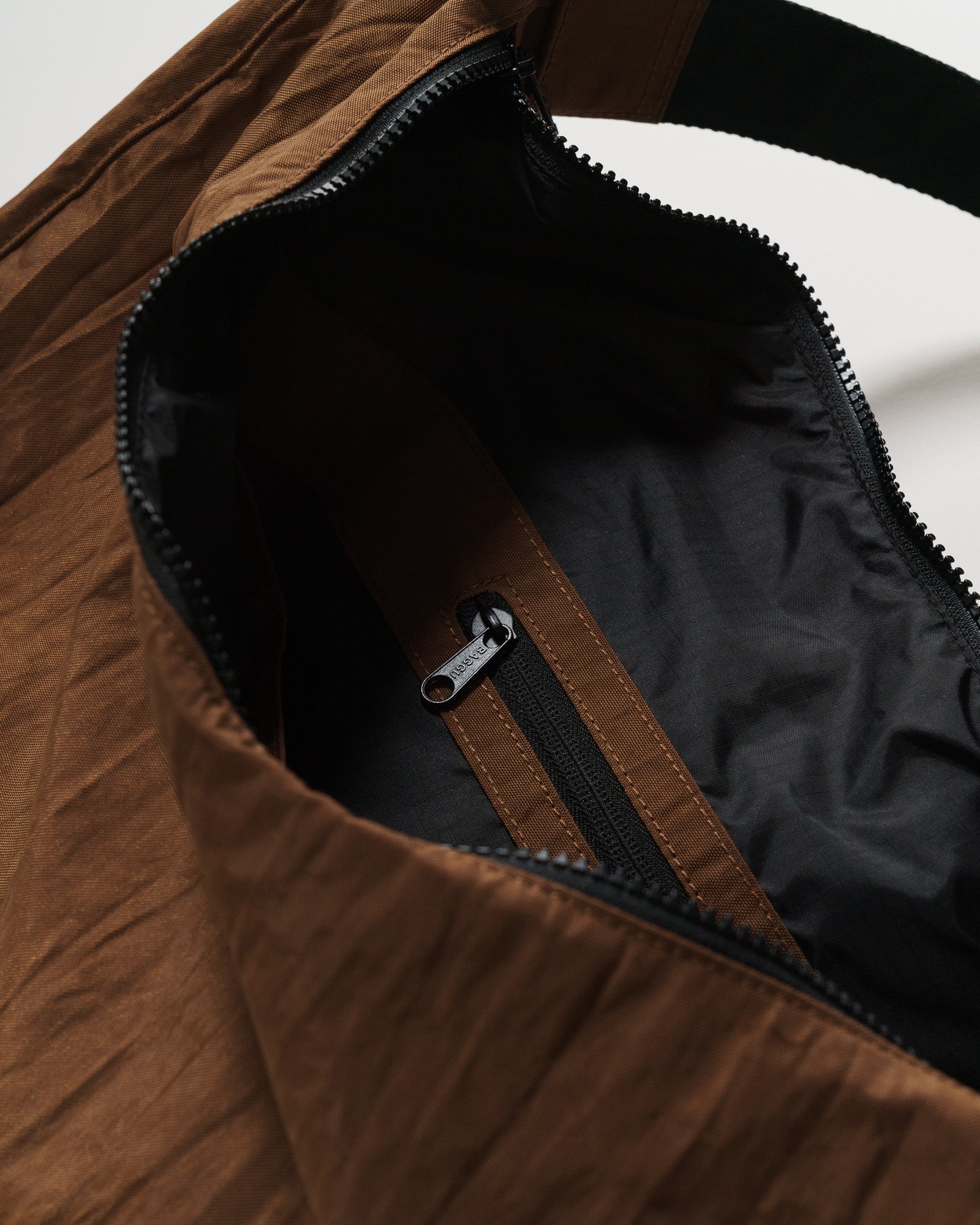 Brown Large Nylon Crescent Bag | BAGGU | Crossbody Bag