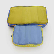 Baggu Mesh Sunny Large Packing Cube Set  zipped with contents in them