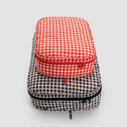 Baggu Large Packing Cube Set in Red and Black & White Hearts Gingham  zipped up