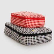 Baggu Large Packing Cube Set in Red and Black & White Hearts Gingham 