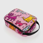 An insulated BAGGU Keith Haring Pets lunch box/bag with a zip closure