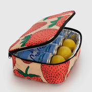 An open Baggu Strawberry insulated Lunch Box