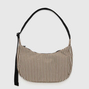 A Baggu medium Crescent Bag in Brown Stripe