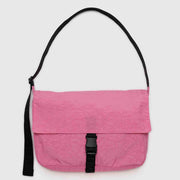 A Baggu Recycled Nylon Messenger Bag in Azalea Pink
