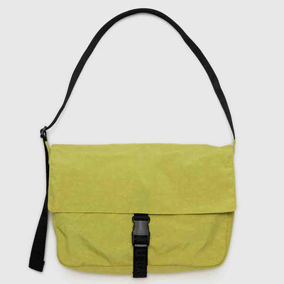 A Baggu Recycled Nylon Messenger Bag in Lemongrass