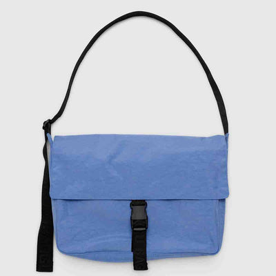 A Baggu Recycled Nylon Messenger Bag in Pansy Blue