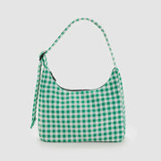 Baggu Mini Nylon Shoulder Bag in Green Gingham product shot