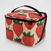 A closed Baggu Strawberry Puffy Cooler Bag