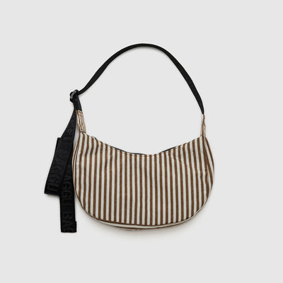 A small Crescent Bag from Baggu in Brown Stripe