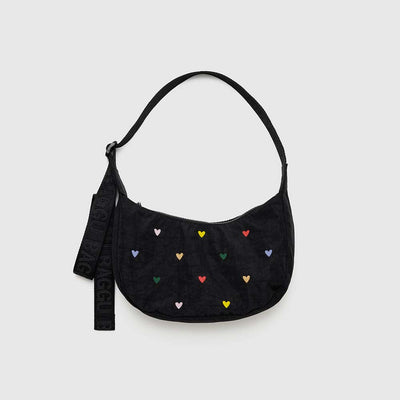 One small Crescent Bag from Baggu in Embroidered Hearts