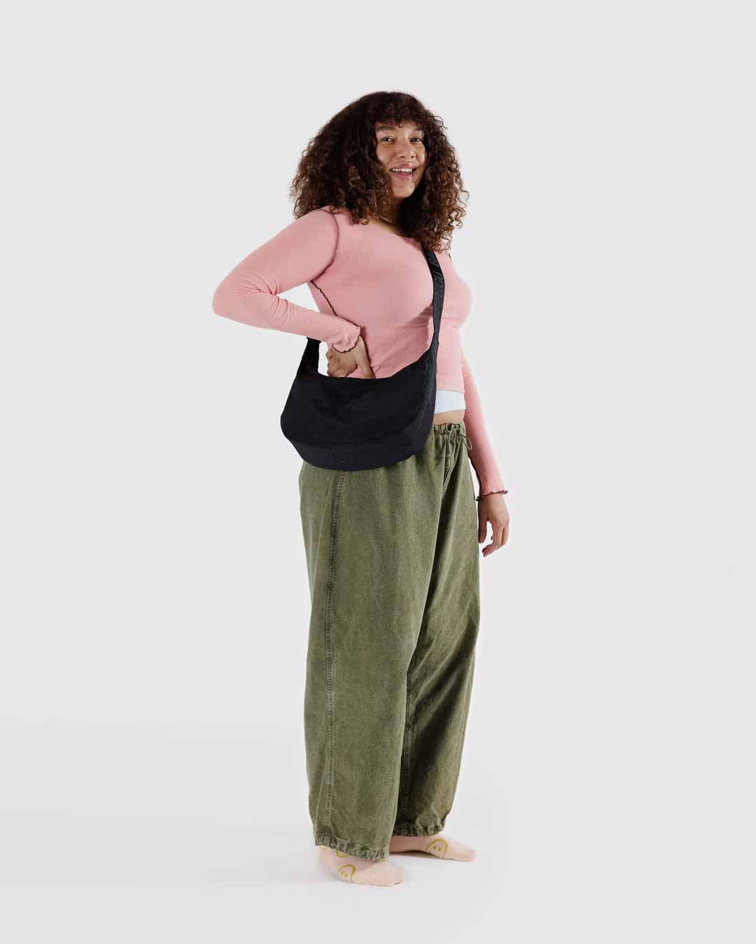 Black Medium Crescent Bag
