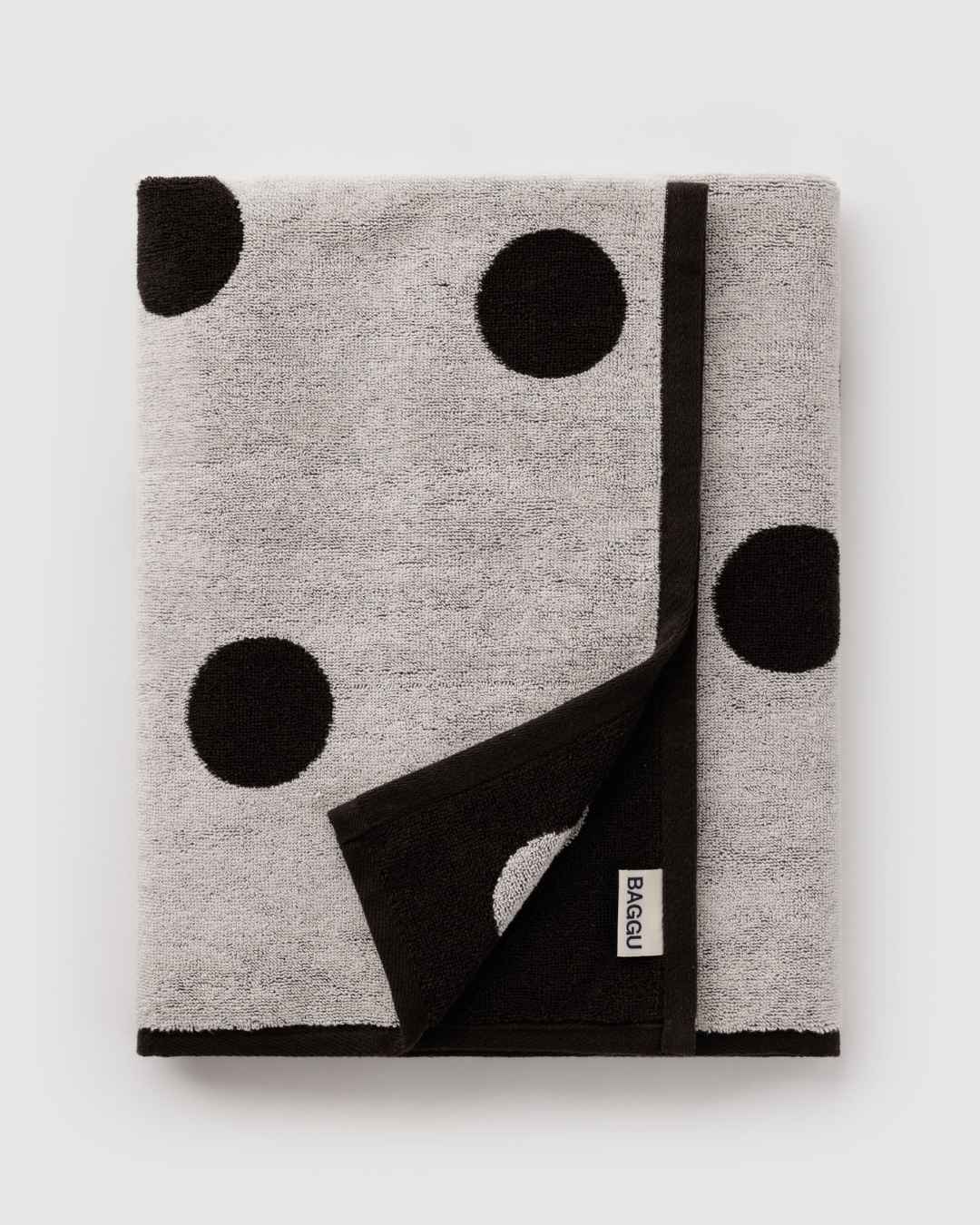 Cream and Black Polka Dot Bath Towel