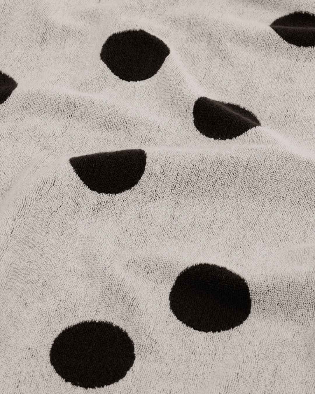 Cream and Black Polka Dot Bath Towel