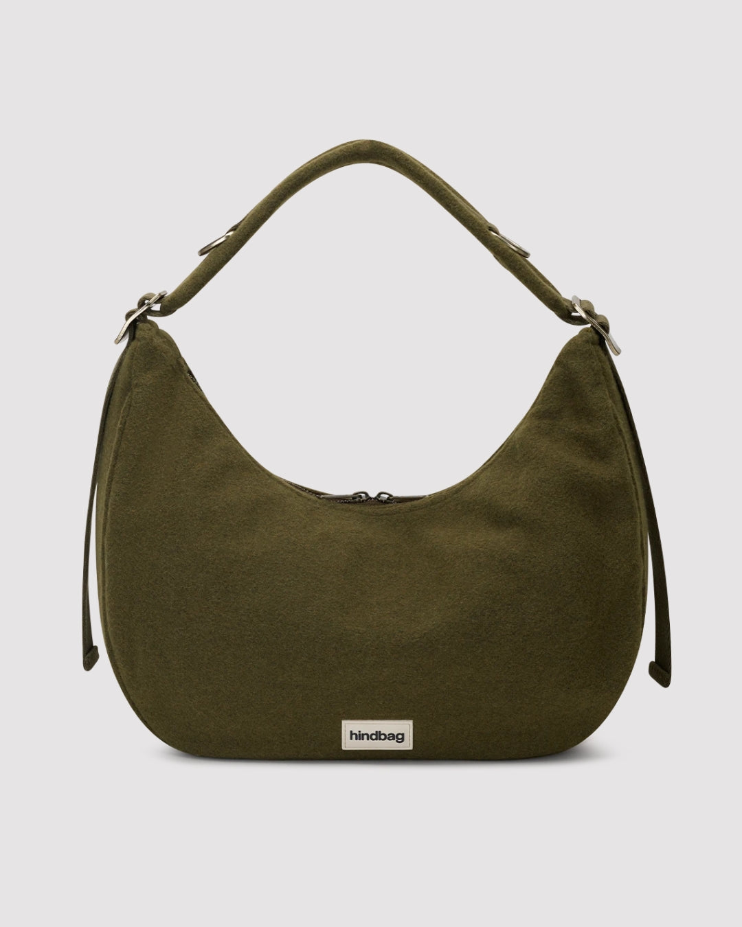 Khaki Wool Effect Bianca Hobo Bag hindbag