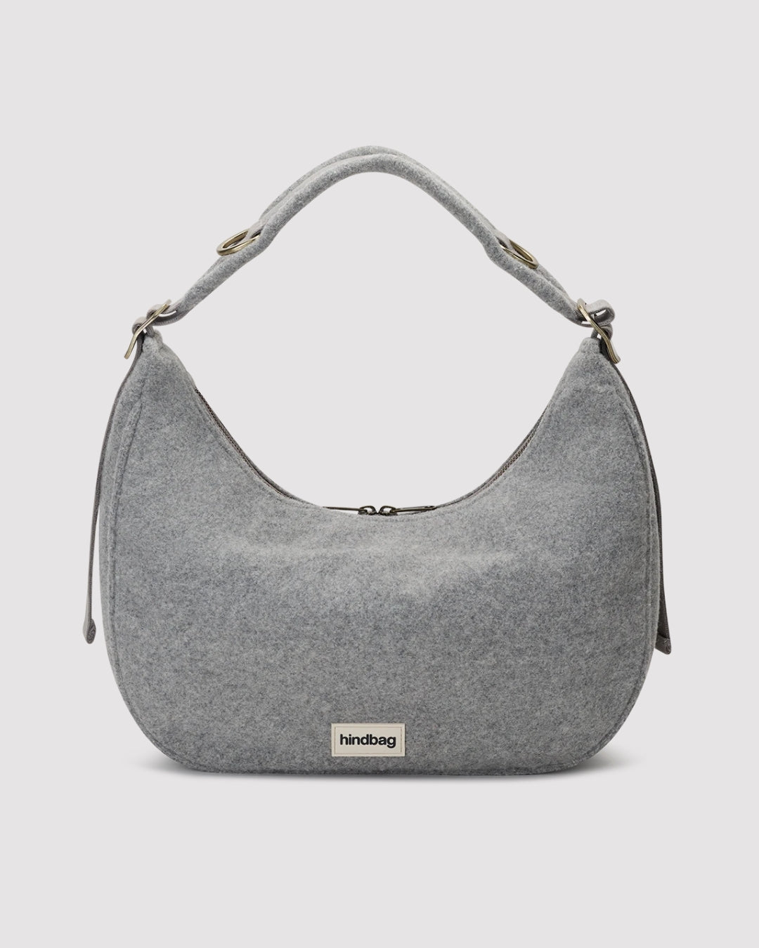 Grey Wool Effect Bianca Hobo Bag hindbag
