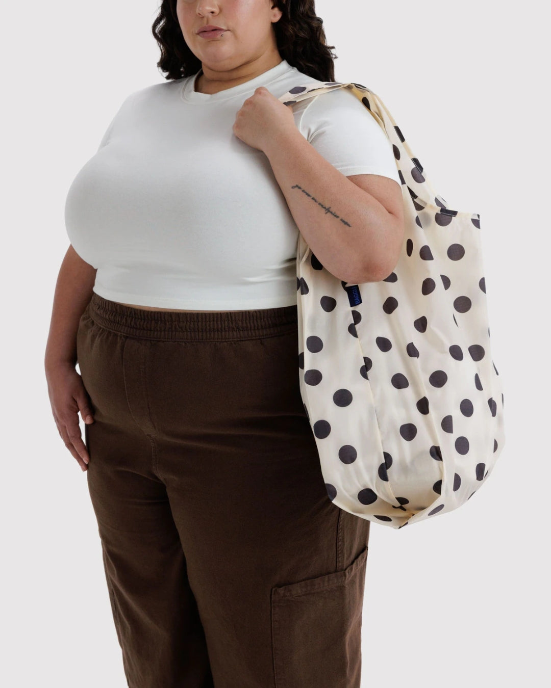 Cream and Black Polka Dot Big BAGGU | BAGGU | Big BAGGU
