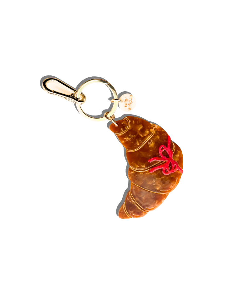 Hand-painted Bow Croissant Bag Charm + Keychain | Solar Eclipse | Bag Charm