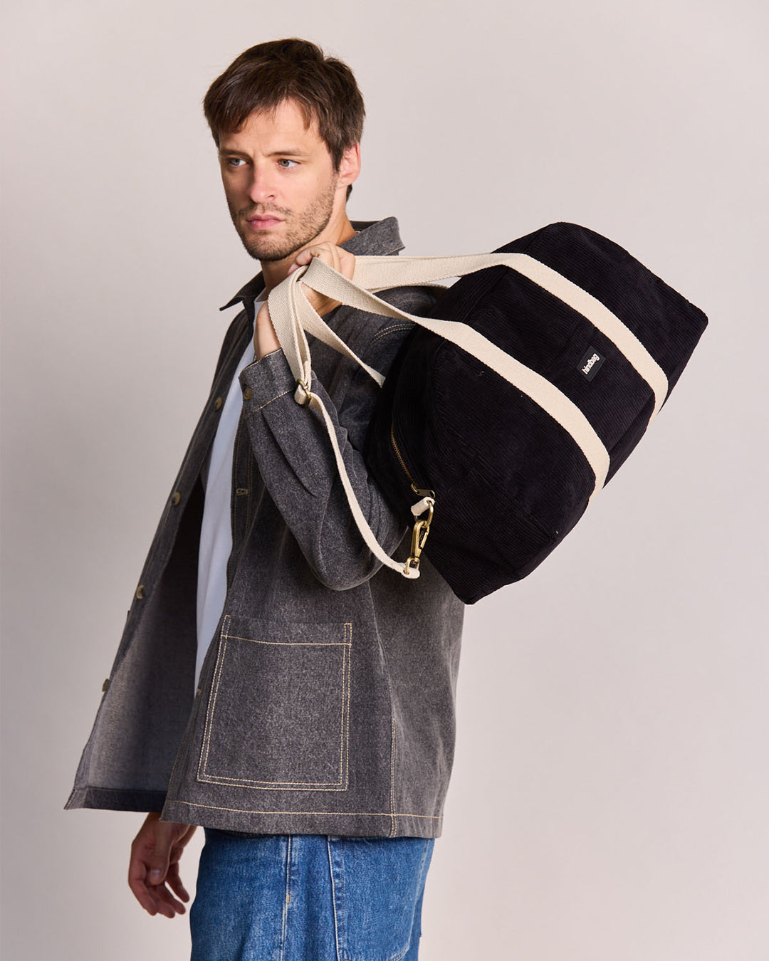 Black Corduroy Charlie Weekender Bag hindbag