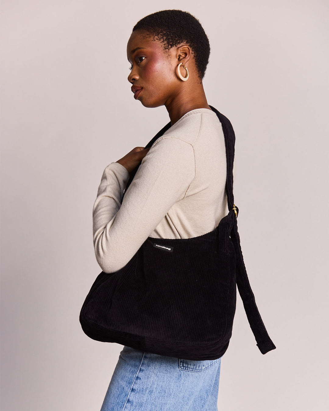 Black Corduroy Claire Hobo Bag hindbag