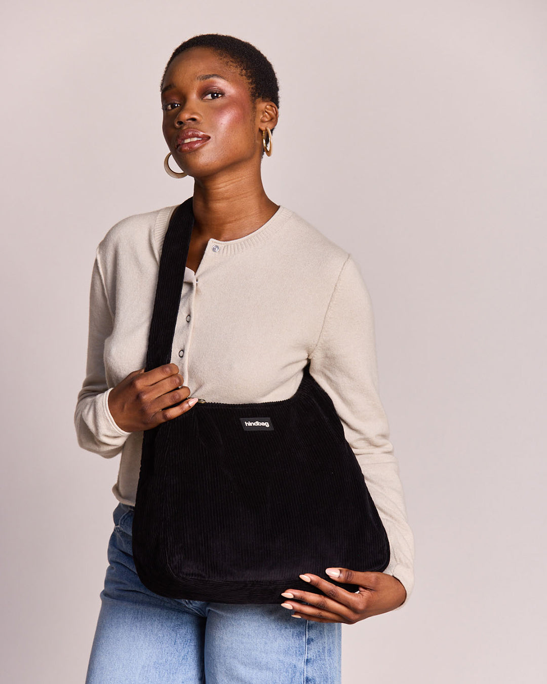 Black Corduroy Claire Hobo Bag hindbag