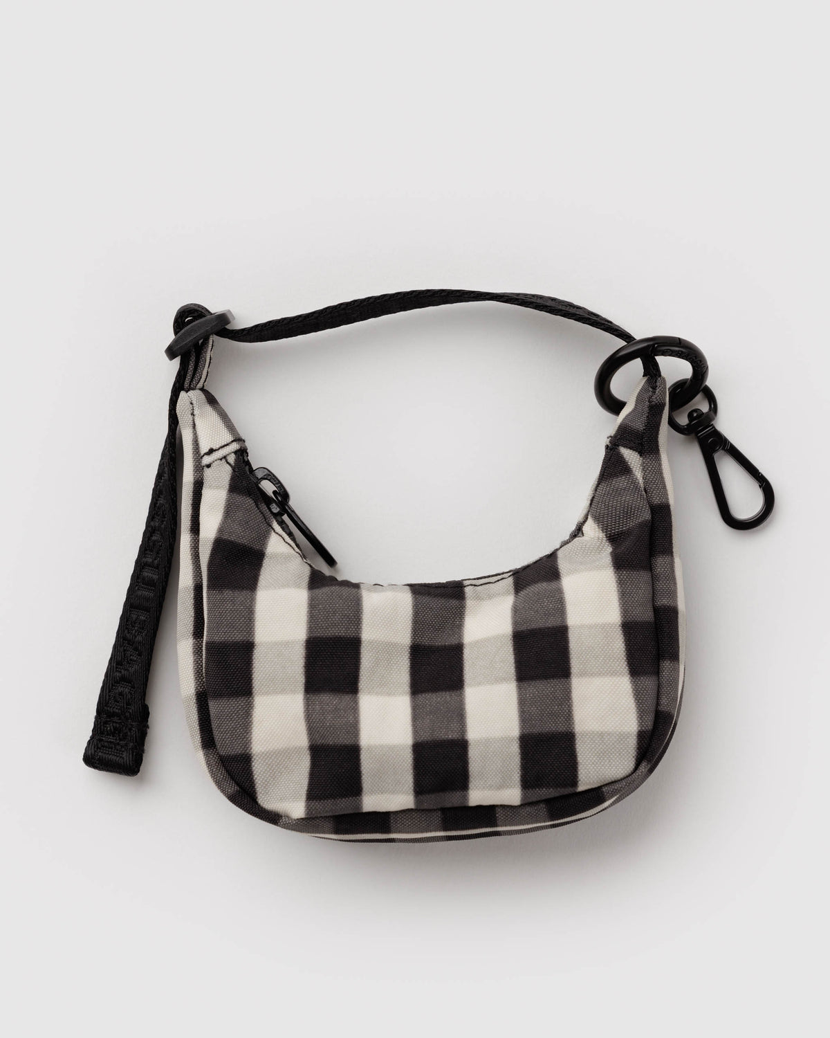 Black and Cream Gingham Crescent Bag Charm | BAGGU | Crescent Bag Charm
