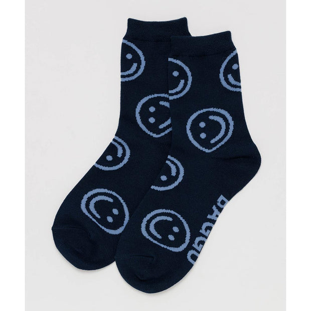 Baggu, Navy Happy , Crew Socks
