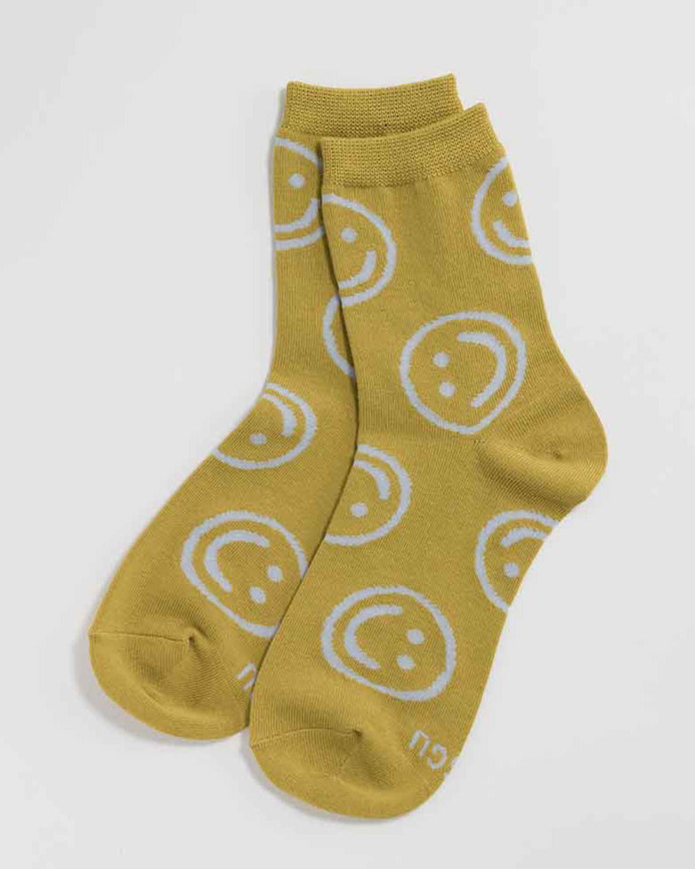 Ochre Happy Crew Sock | BAGGU | Socks