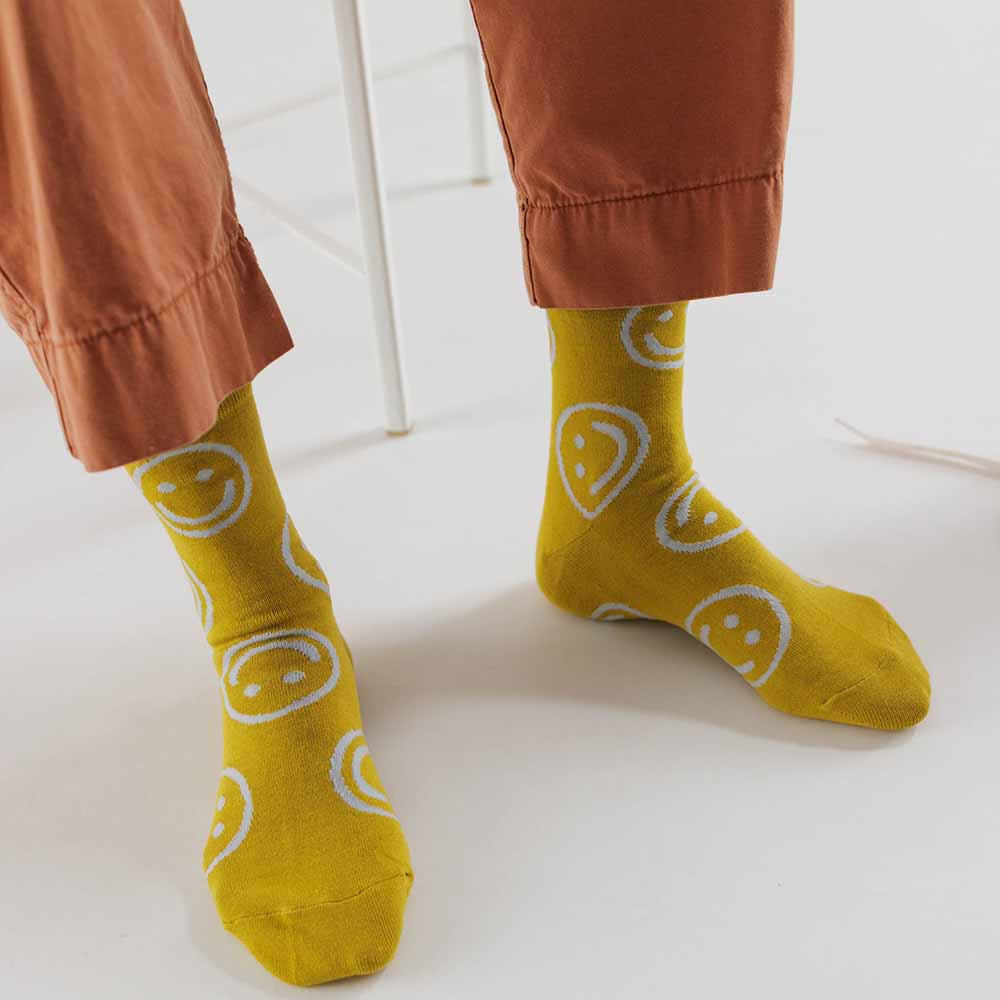 Ochre Happy Crew Sock | Socks