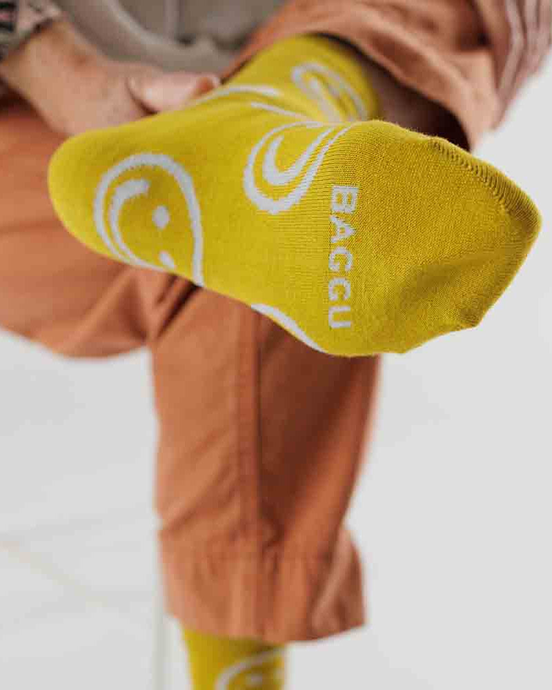 Ochre Happy Crew Sock | BAGGU | Socks