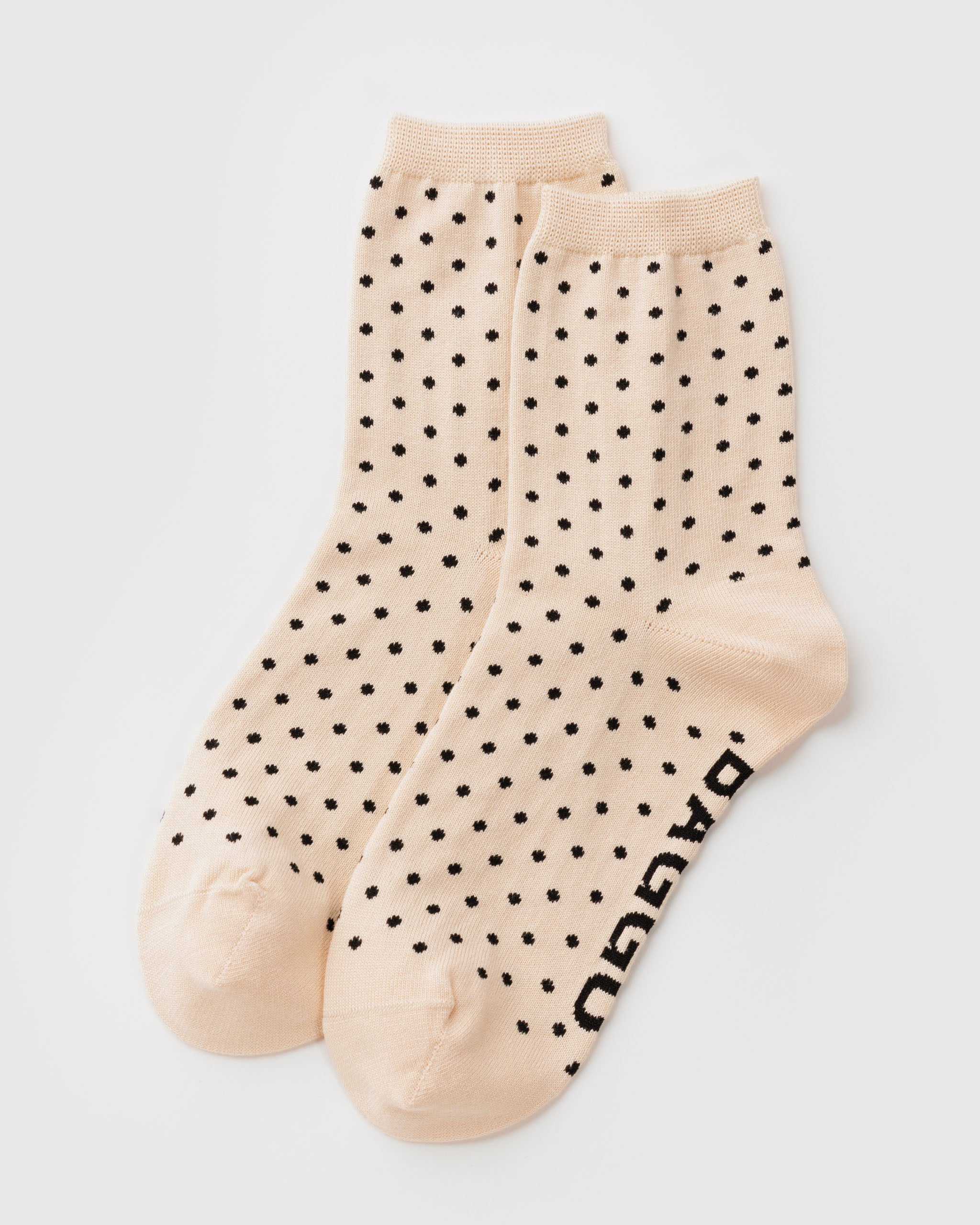 Micro Cream and Black Polka Dot Crew Sock