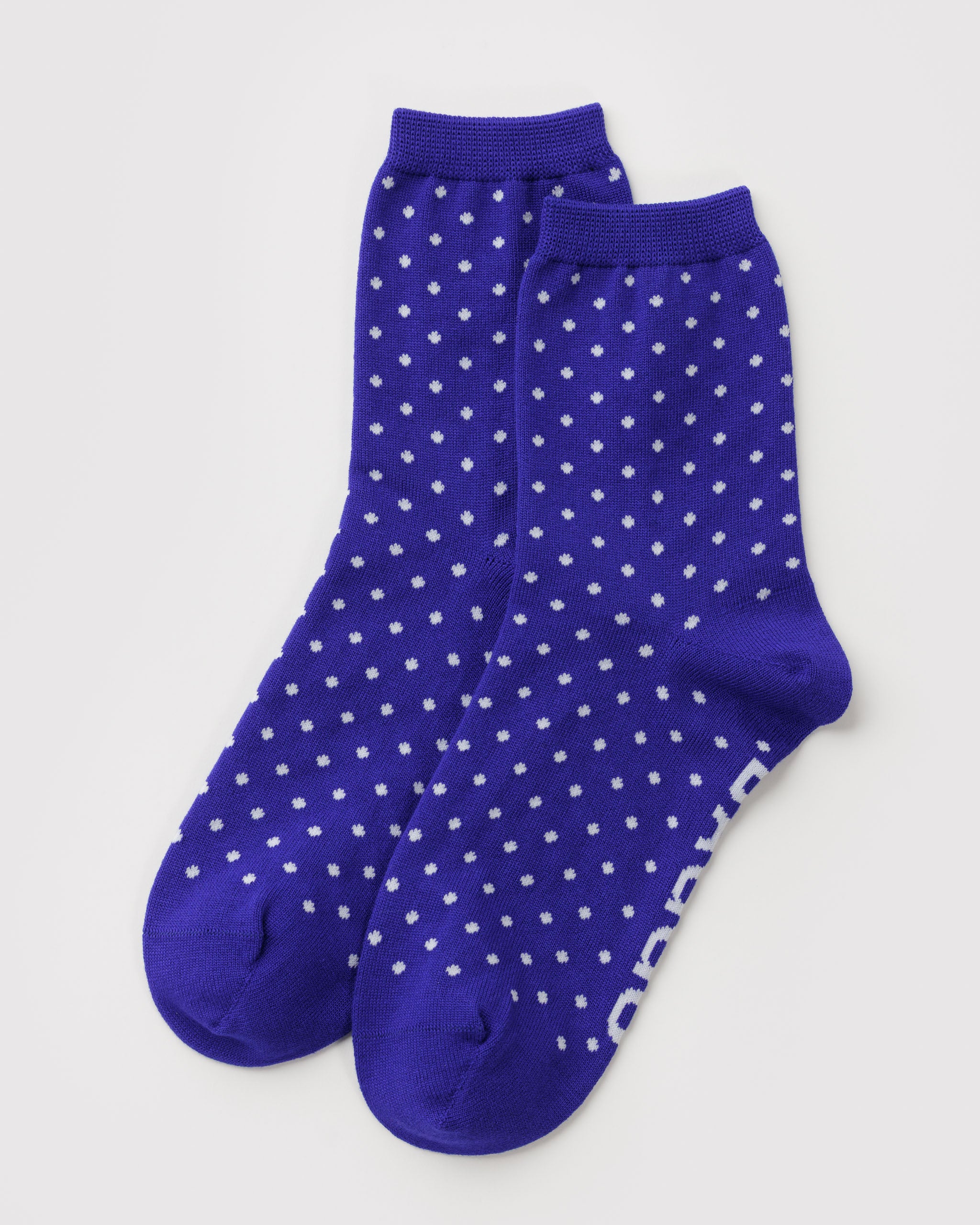 Micro Blue and White Polka Dot Crew Sock