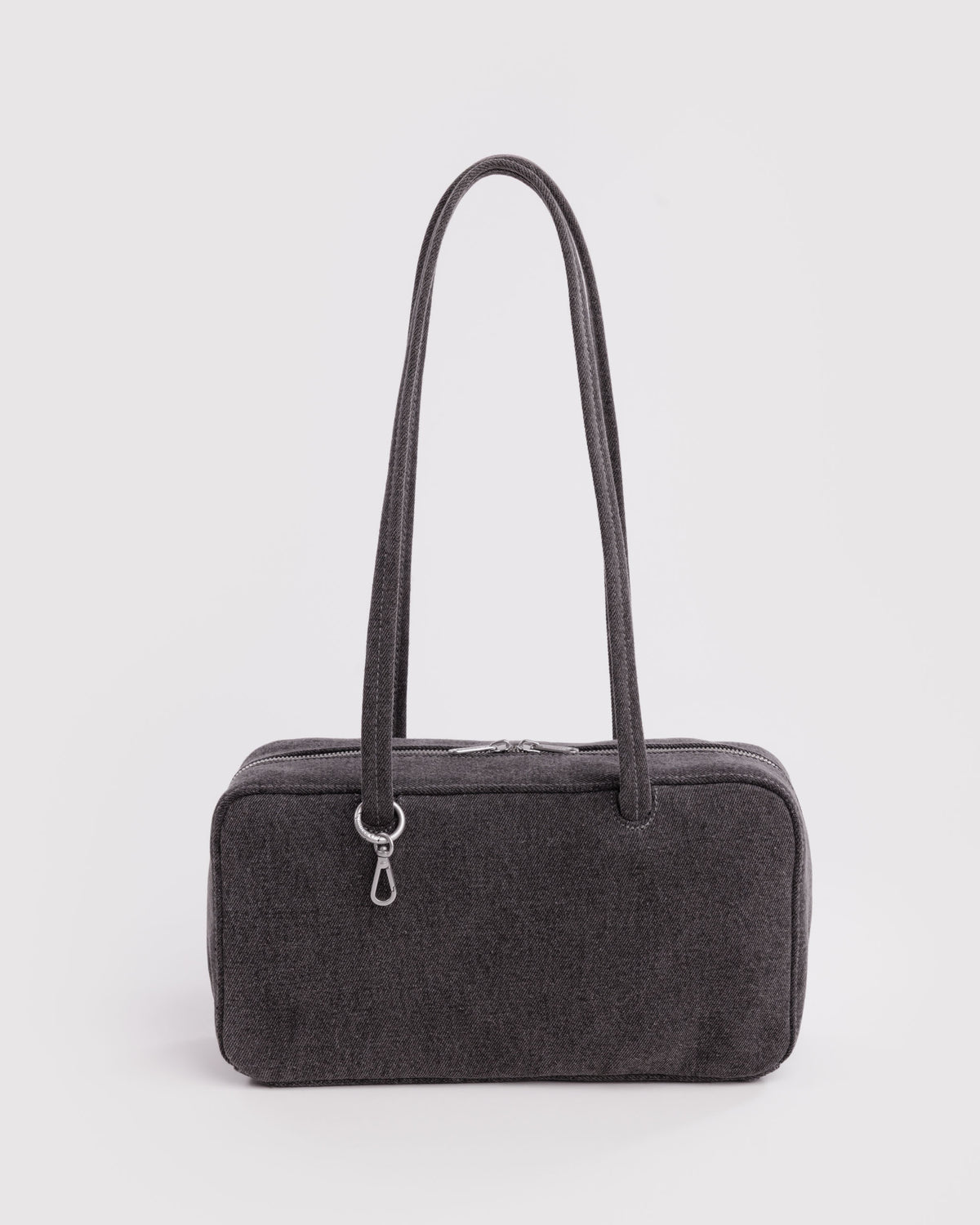 Washed Black Denim Bowler Bag | BAGGU | Denim Bowler Bag