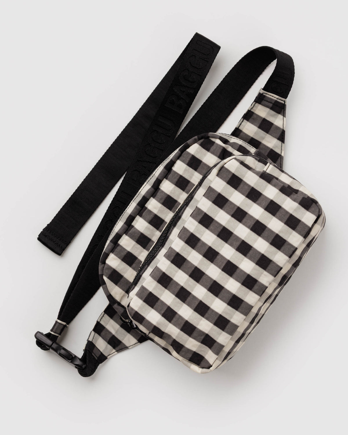 Black and Cream Gingham Bum Bag / Fanny Pack | BAGGU | Fanny Pack