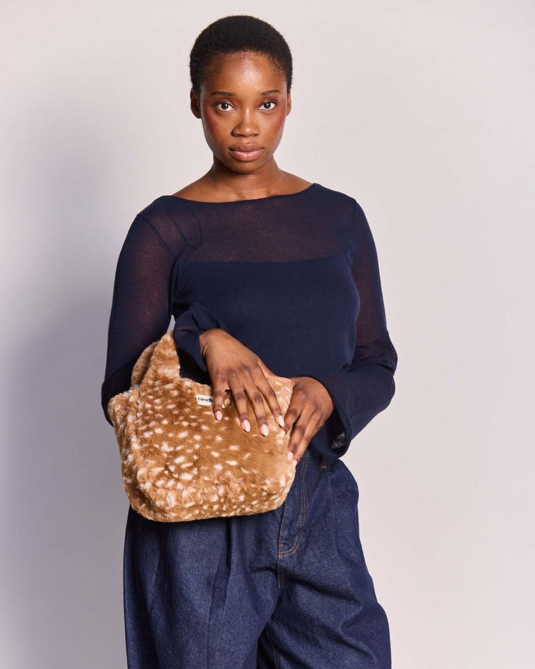 Fawn Faux Fur Louise Mini Tote Bag by hindbag