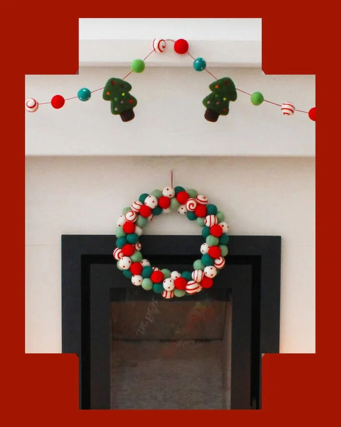 Fiona Walker Christmas Pompom Wreath | Christmas Decoration