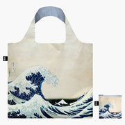 A LOQI x Katsushika Hokusai recycled shopping bag featuring The Great Wave with pouch